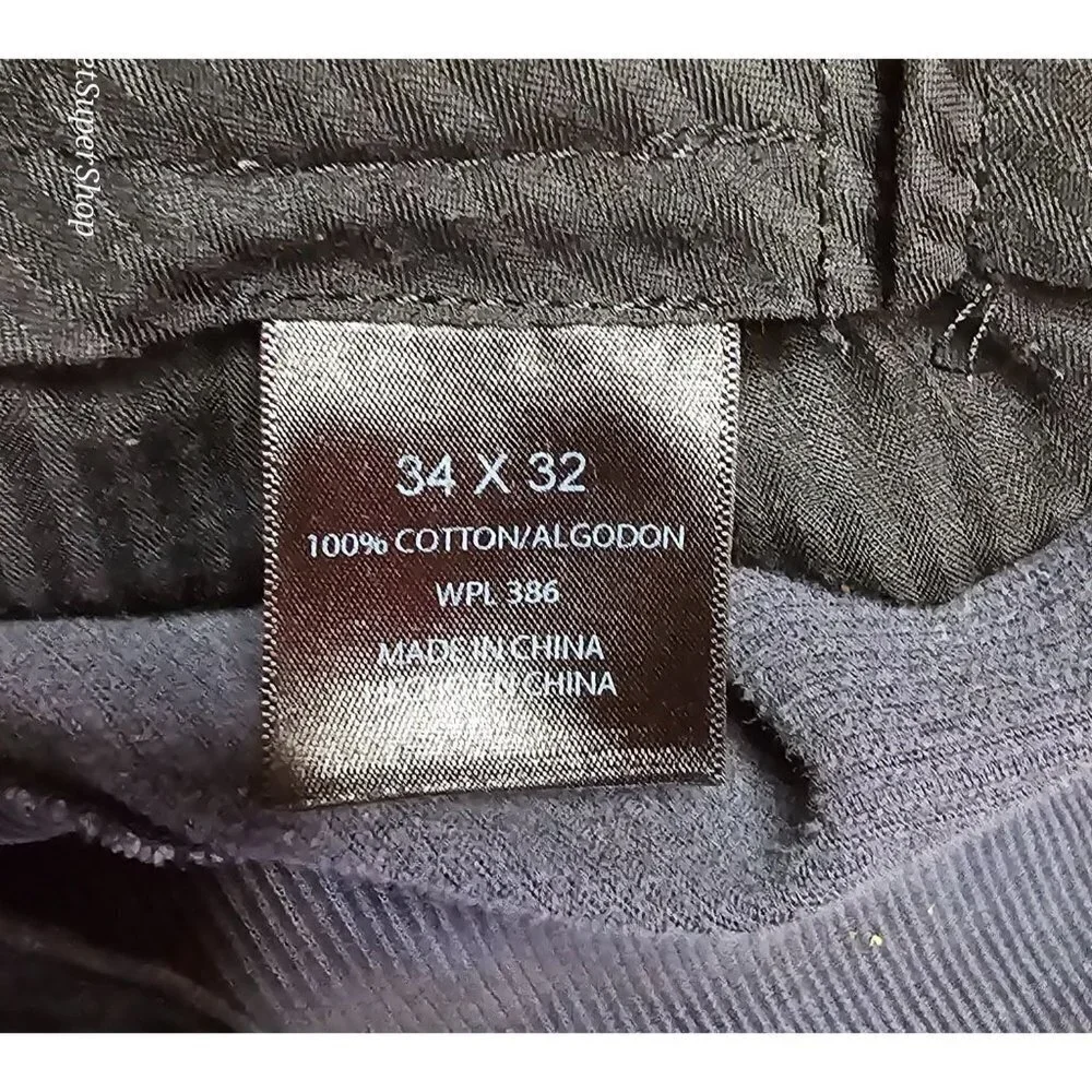 Vintage Haggar Mens Pants 34"x32" Blue/Gray Corduroy Straight Leg Flat Front - Picture 3 of 7